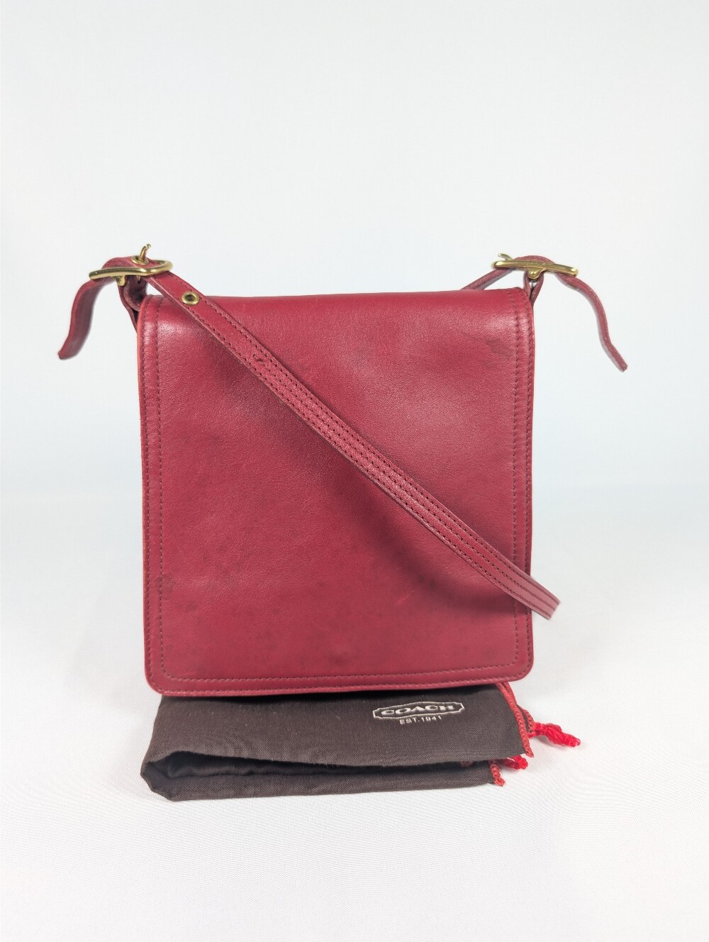 Coach Legacy 9821 Vintage Red Flap Smooth Leather Small Crossbody Bag Womens